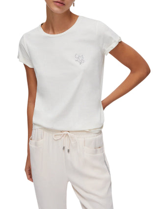 Liu Jo T-shirt manica corta con logo strass panna