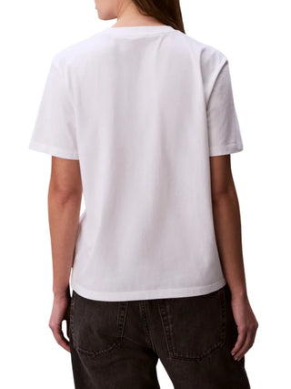 Calvin Klein Jeans T-shirt donna in jersey con logo bianco