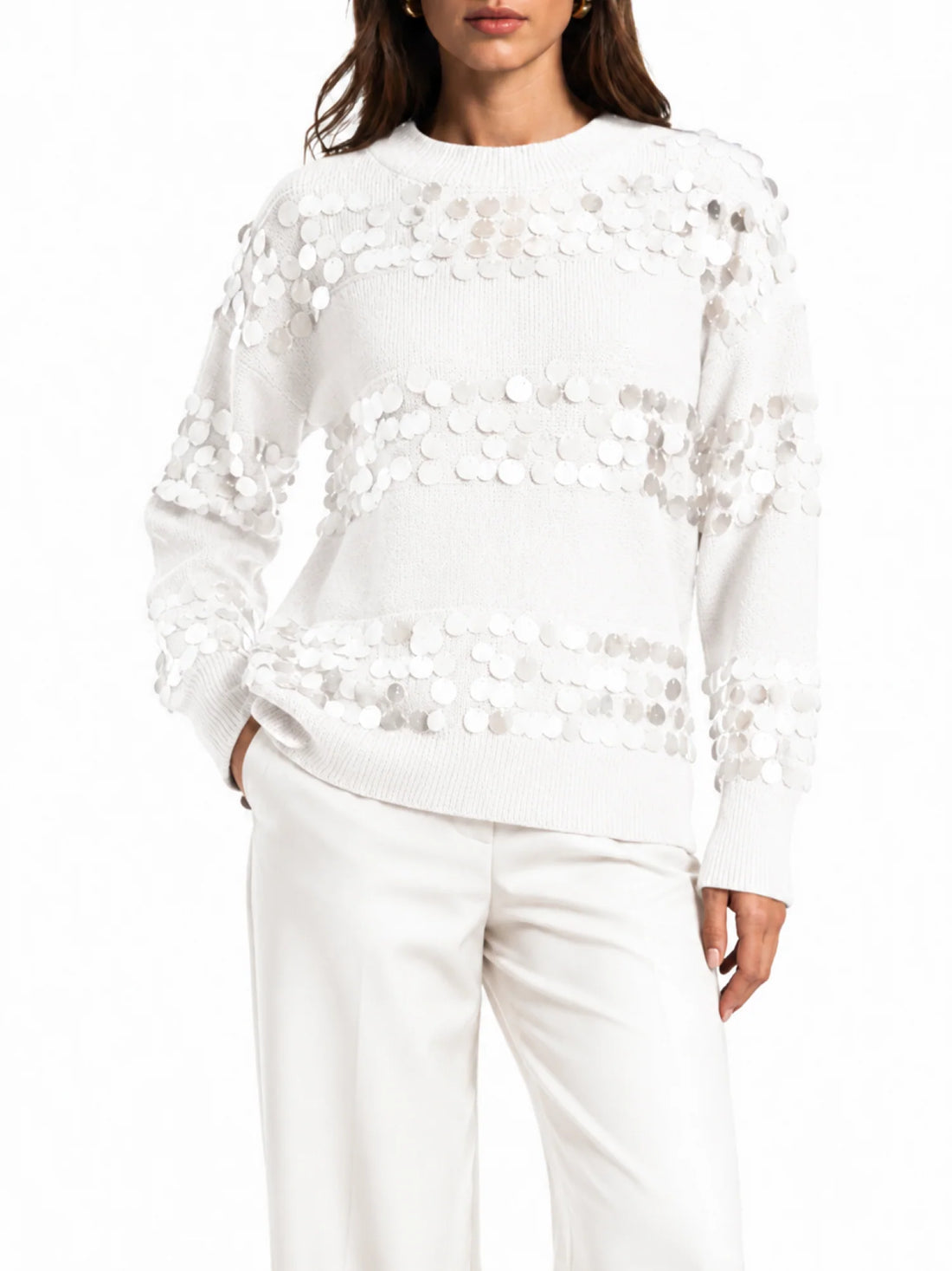 Opificio maglia donna con paillettes panna