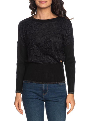 Yes Zee maglia in tessuto fluffy con lurex nero M014-IS00 0801 YES-ZEE 