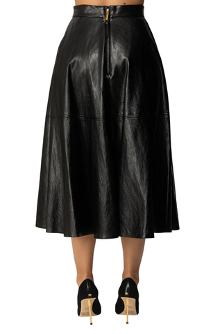 Elisabetta Franchi gonna midi in ecopelle craquelè nero
