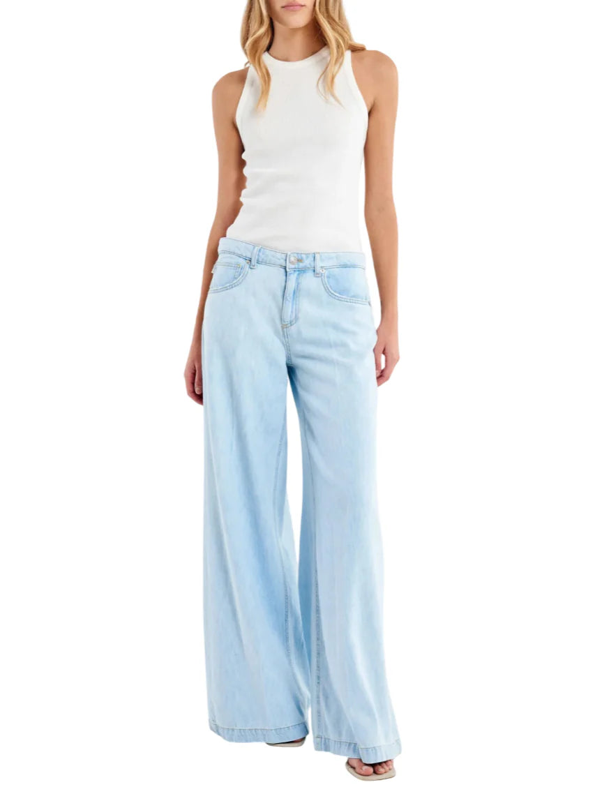 Vicolo jeans wide leg Madison lavaggio blu chiaro