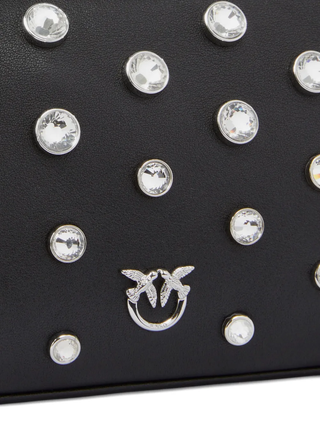 Pinko borsa half Moon mini con strass nero