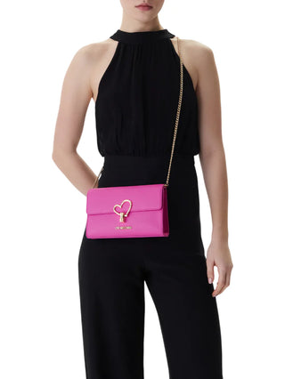 Love Moschino borsa a tracolla in ecopelle martellata fucsia oro
