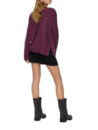 Only maglia scollo a V con paillettes borgogna 15359241 MAUVE WINE-MAUVE WINE SEQUINS ONLY