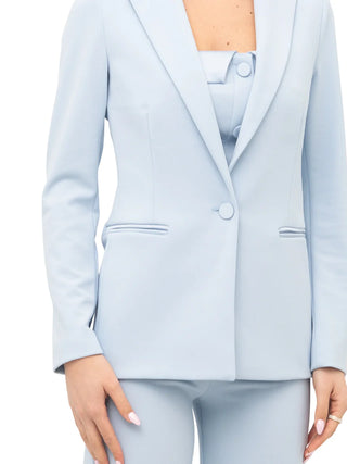 Vicolo giacca blazer monopetto con dettagli satin celeste