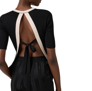 Elisabetta Franchi maglia manica corta con schiena scoperta nero