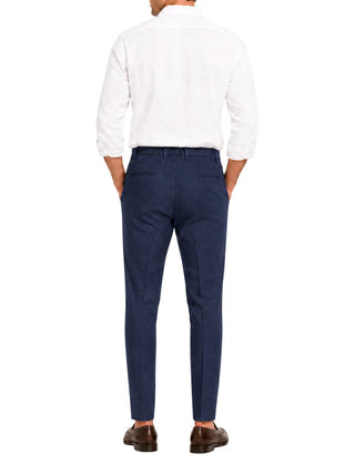 Le Braghe pantaloni uomo in lino slim blu scuro J381-1631 BLU Le Braghe