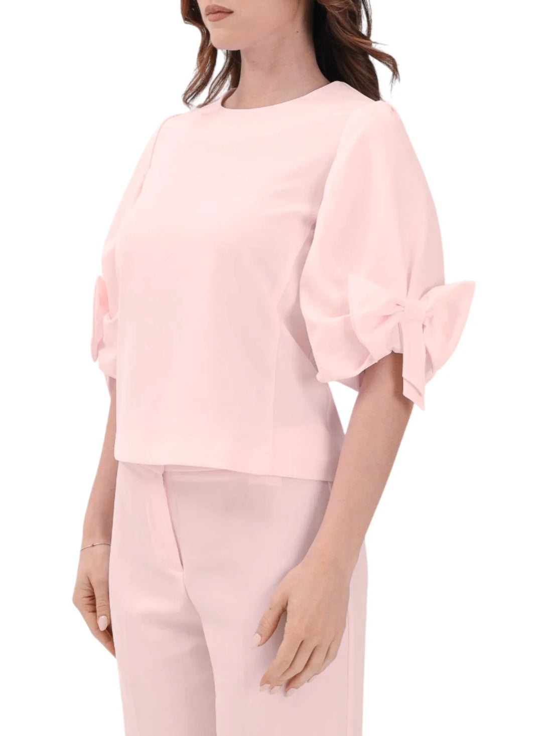 Vicolo blusa manica 3/4 con fiocco rosa