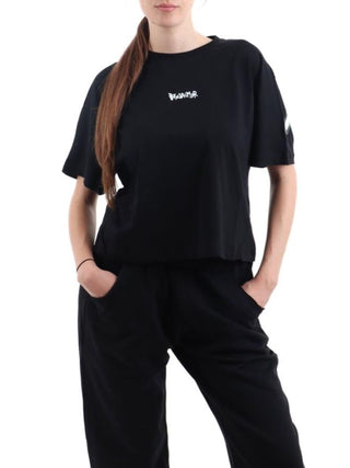 Disclaimer T-shirt crop donna con logo nero 55151 NERO-ST.BIANCA DISCLAIMER 