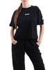 Disclaimer T-shirt crop donna con logo nero