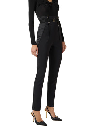 Elisabetta Franchi pantaloni vita alta bustier in crepe e raso nero