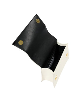 Karl Lagerfeld borsa in ecopelle saffiano con logo gioiello panna