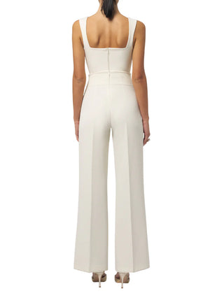 Silence pantaloni palazzo vita alta ecrù