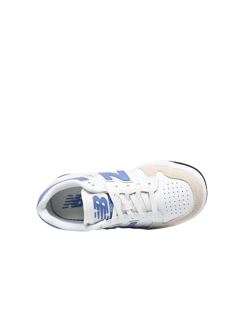 New Balance sneakers bambino 480 in ecopelle e suede bianco celeste