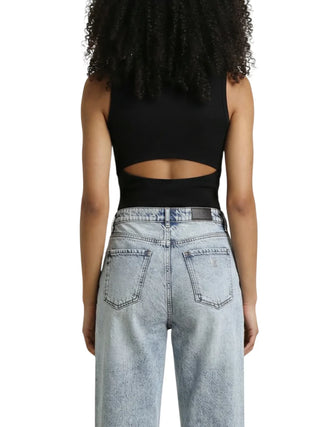 Calvin Klein Jeans canotta a costine donna nero