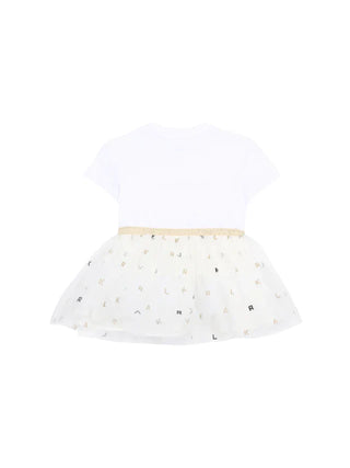 Karl Lagerfeld abito neonata con gonna in tulle bianco