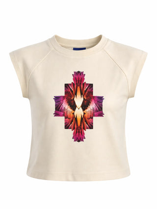 County of Milan T-shirt bambina con stampa iconica panna