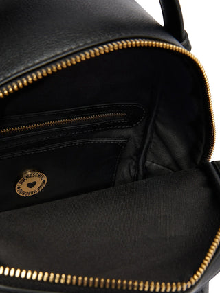 Love Moschino zaino donna in ecopelle con tasca nero oro
