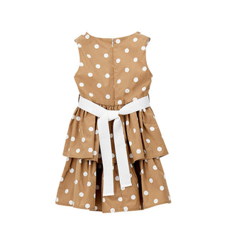 iDo abito bambina a balze fantasia pois marrone bianco