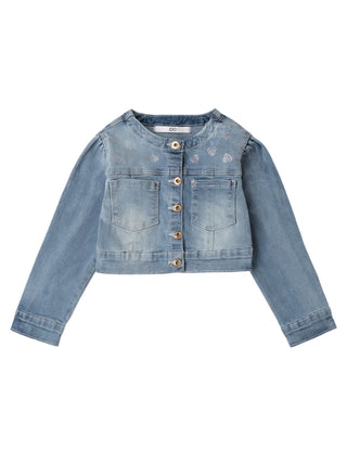 iDo giubbino bambina in denim con perline lavaggio blu