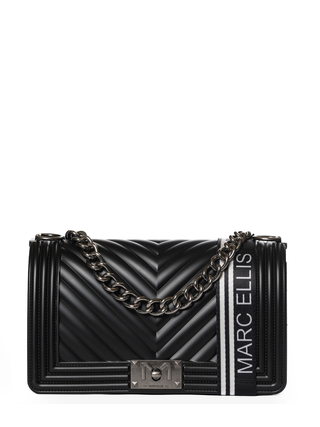 Marc Ellis borsa Flat M in gomma trapuntata nero argento FLAT M 25 BLACK-CDF MARC ELLIS 