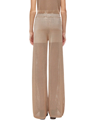 Blugirl pantaloni gamba larga crochet in viscosa beige