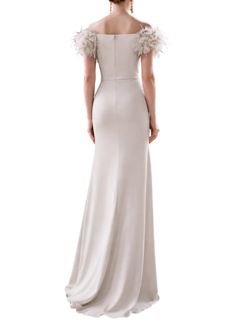 Couture Club abito cerimonia scollo omerale con pinces argento