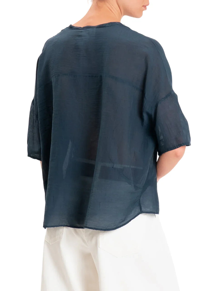 Vicolo camicia donna misto seta blu