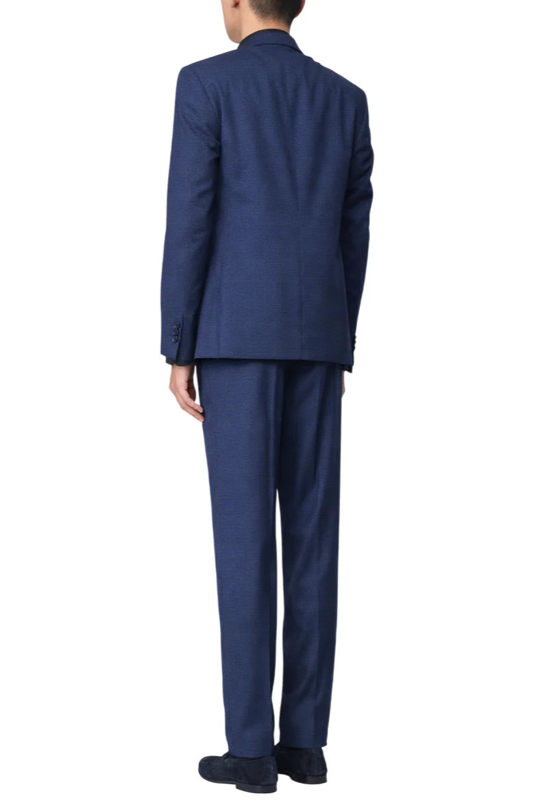 Manuel Ritz abito uomo giacca e pantaloni in tessuto operato blu