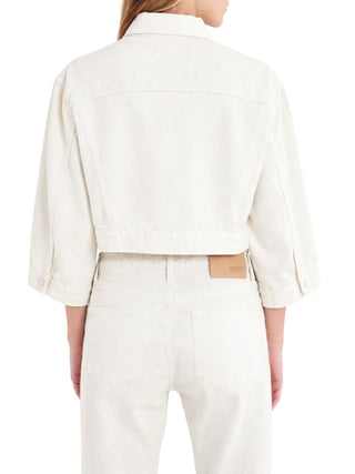 Vicolo giubbino in denim crop Yoanna lavaggio bianco latte