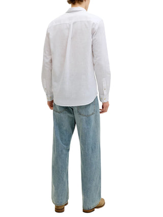 Jack&Jones camicia uomo manica lunga misto lino bianco