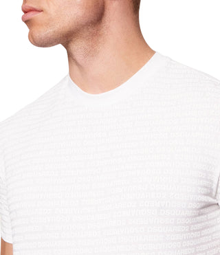 Dsquared2 T-shirt uomo manica corta logo all over bianco