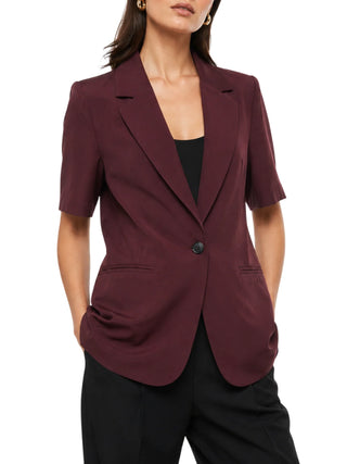 Haveone giacca blazer donna manica corta borgogna