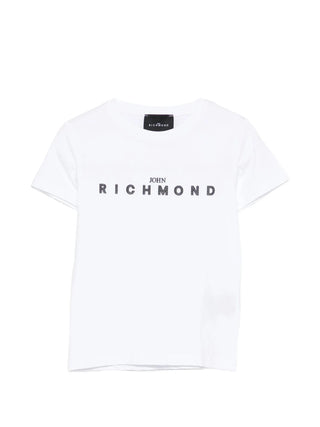 John Richmond T-shirt bambino manica corta con logo bianco