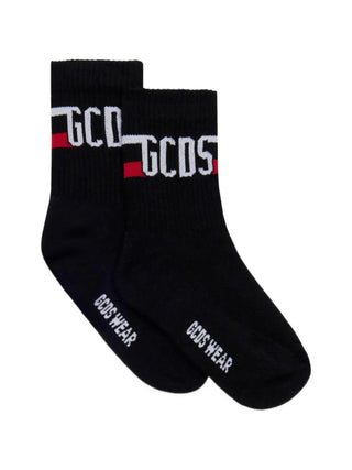 Gcds calzini unisex bambino con logo nero