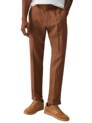 Liu Jo pantaloni uomo in lino marrone