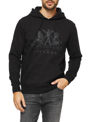 John Richmond felpa con cappuccio uomo nero UMA25010FE BLACK John RICHMOND