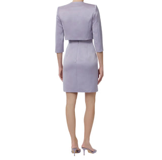 abito corto aderente, smanicato+giacca corta senza chiusura