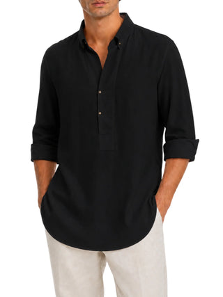 Alta Tensione camicia uomo in cotone maniche lunghe nero