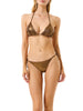 4giveness bikini triangolo e slip con laccetti spalmato bronzo