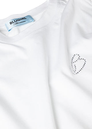 Blugirl T-shirt over donna con logo strass bianco