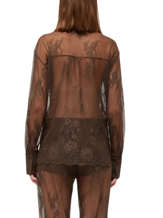 Blugirl camicia in pizzo manica lunga marrone