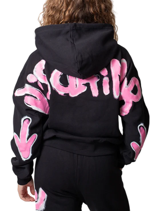 Disclaimer felpa donna con cappuccio nero 55150 NERO-ST.ROSA BUBBLE DISCLAIMER