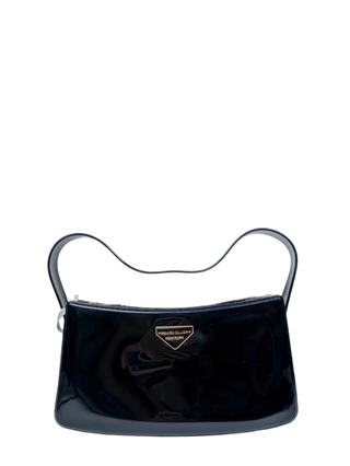 Marc Ellis borsa a spalla effetto vernice nero FLAT TIMELESS 25 BLACK-LIGHT GOLD MARC ELLIS 