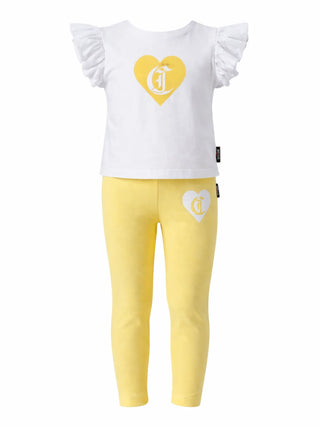Just Cavalli completo bambina T-shirt e pantaloni bianco giallo