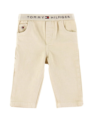 Tommy Hilfiger pantaloni neonato slim in cotone beige