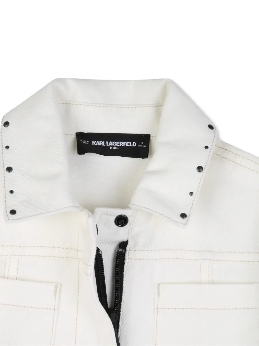 Karl Lagerfeld giubbino bambina in denim con strass panna