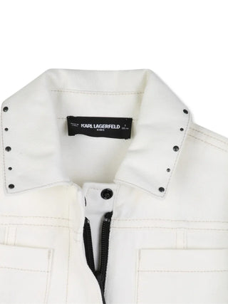 Karl Lagerfeld giubbino bambina in denim con strass panna
