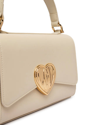 Love Moschino borsa a mano con placca logo Heart ecrù